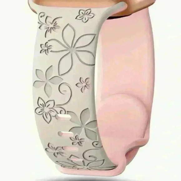 Floral Design Apple Watch Bands in Beige pink 42mm 44mm 45mm 49mm - Picture 1 of 7